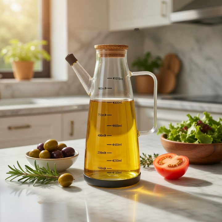 Flacon d’huile design et pratique pour cuisine