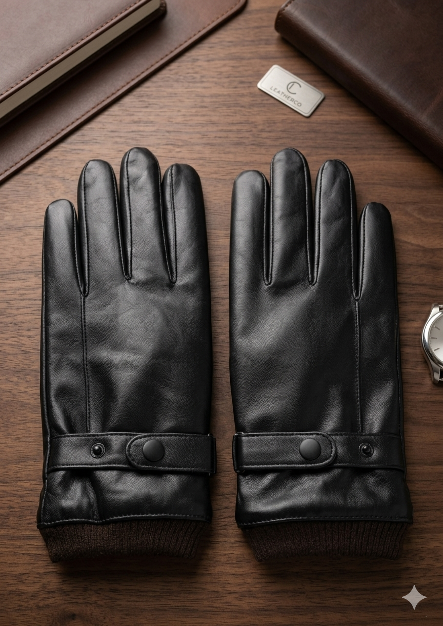 Gants de Ville en Cuir Premium "Élégance Urbaine" – Finition Doublée et Poignets Côtelés
