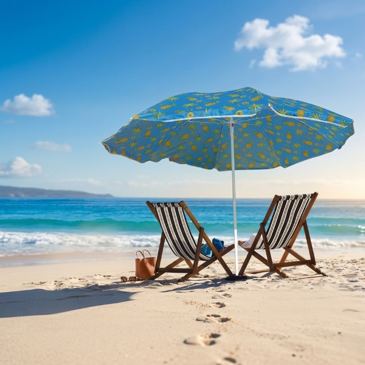 Parasol robuste avec armature solide pour sorties plage et plein air
