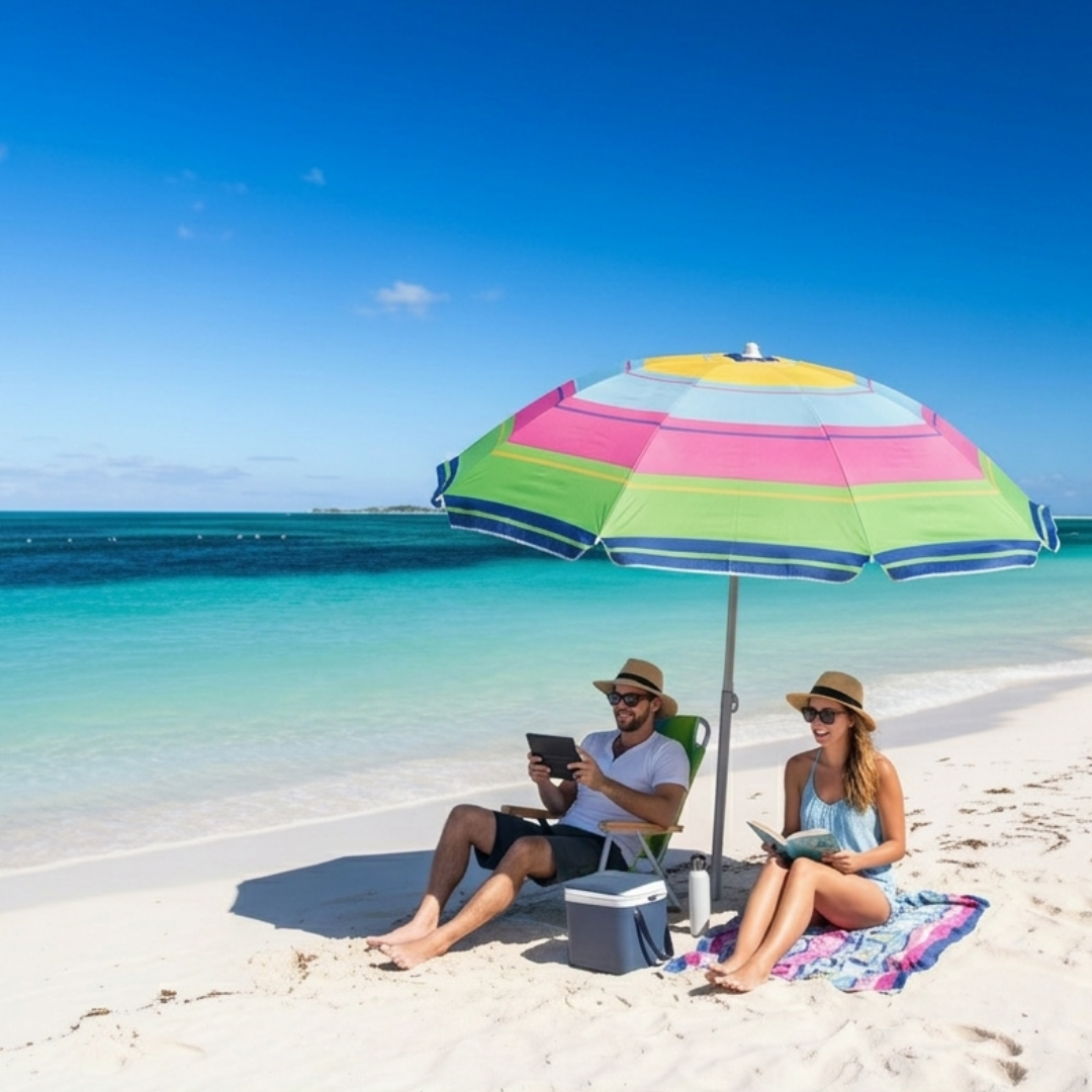 Parasol de plage inclinable pour une protection optimale au soleil