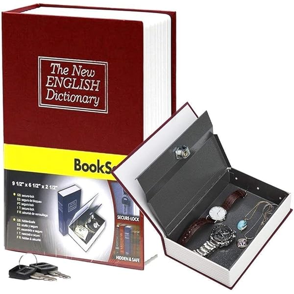 Coffret discret en forme de livre avec système de verrouillage sécurisé