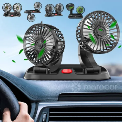 Ventilateur de Refroidissement pour Voiture 12V - Double Tête à Faible Bruit (colleur aléatoire)