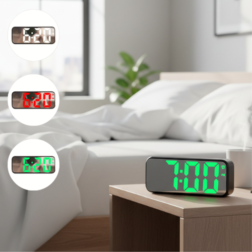 Réveil digital moderne avec affichage clair (colleur aléatoire)