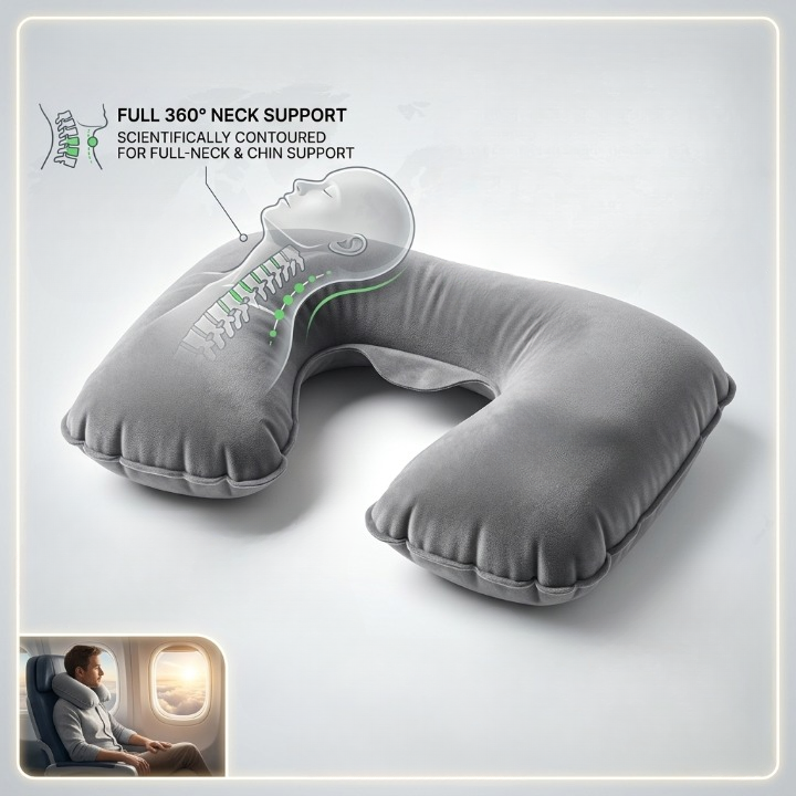 Oreiller de voyage gonflable confortable et compact