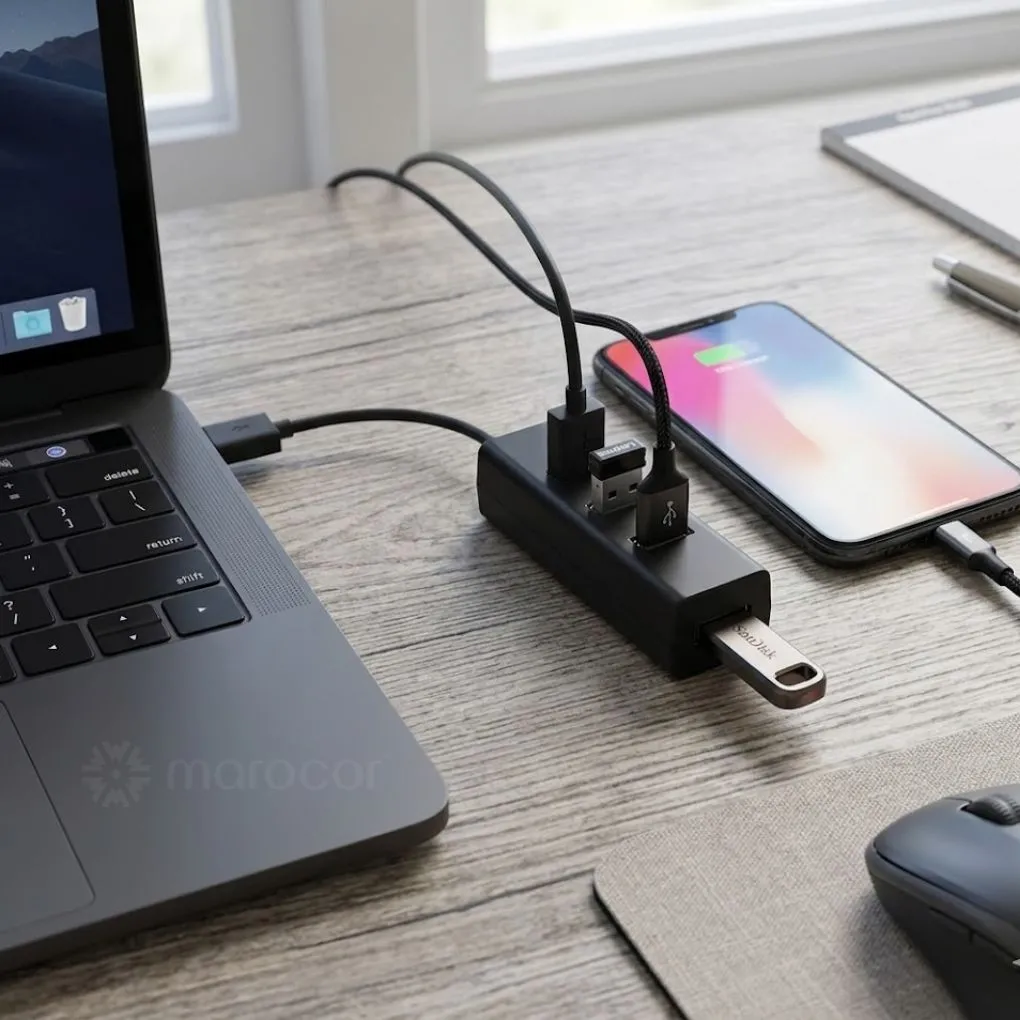 Hub USB 3.0 Haute Vitesse - Multiplicateur 4 Ports pour PC et Ordinateur Portable