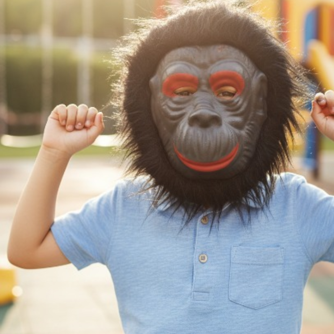 Masque de singe en peluche souple pour déguisement Halloween et carnaval enfant