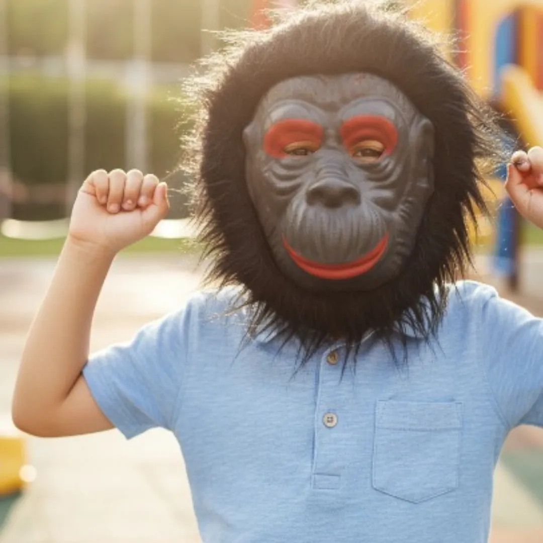Masque de singe en peluche souple pour déguisement Halloween et carnaval enfant