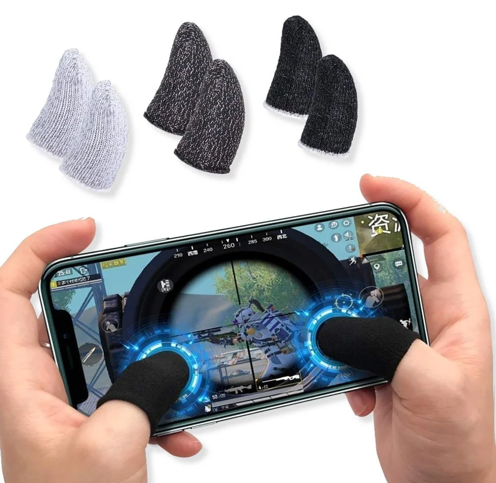 Gants Pubg, gants de jeu noirs en fibre, pour les mains moites. Manchons anti-transpirants et respirants pour le pouce et les doigts