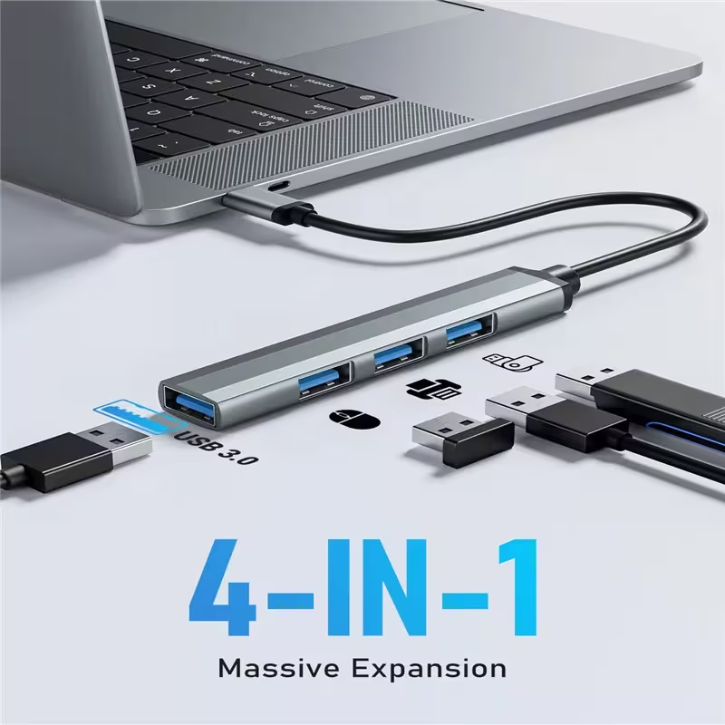 Hub USB-C 4 ports USB 3.0 pour ordinateur portable et appareils mobiles