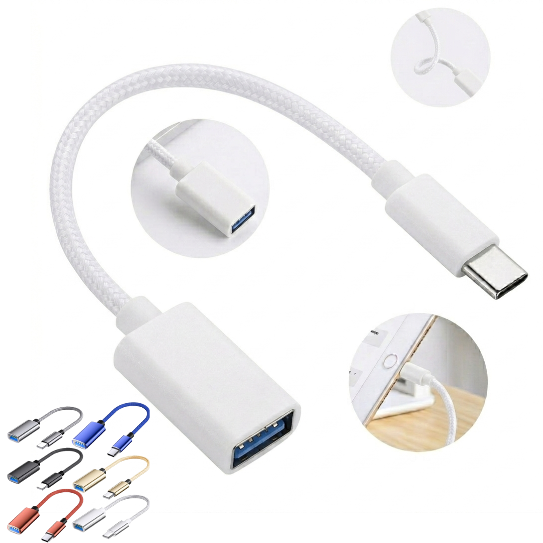 Câble adaptateur USB-C vers USB mâle/femelle en cuivre tressé léger