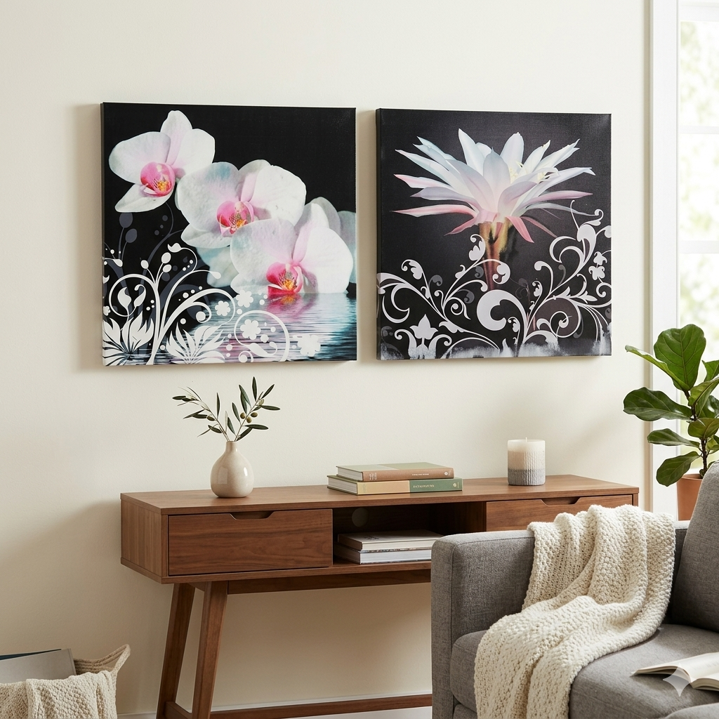 Tableaux décoratifs motifs fleurs pour intérieur (couleur désigne aléatoire)