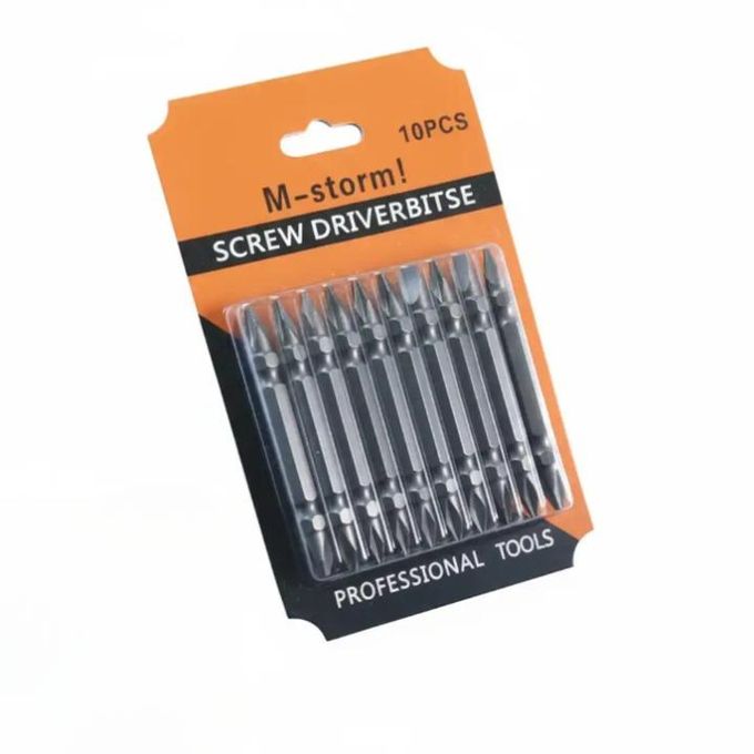 Lot de 10 embouts de tournevis double extrémité PZ2 / SL6 à tige hexagonale