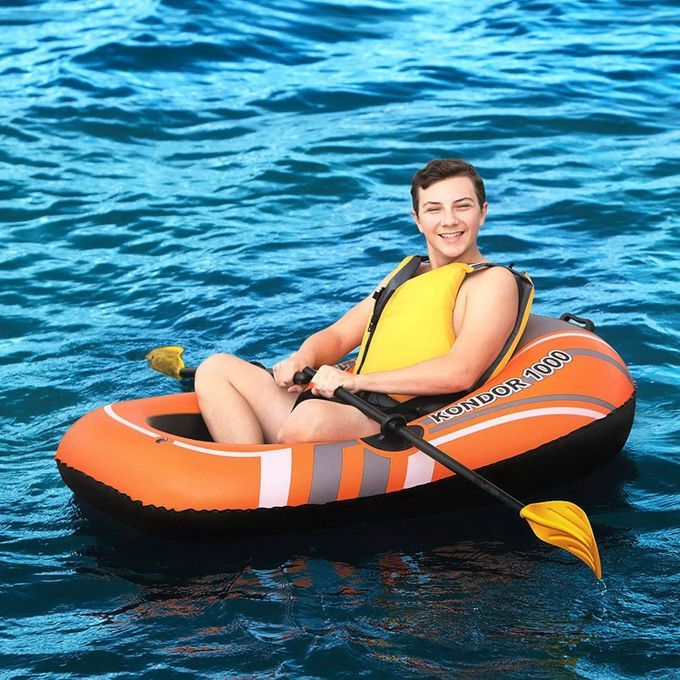 Bateau gonflable avec 2 rames pour loisirs aquatiques