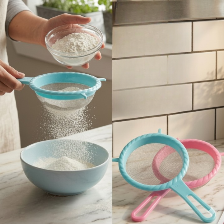 Passoire fine multifonction pour filtrer farine, poudres et liquides (couleur aléatoire)