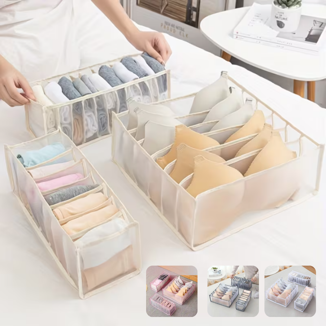 Set d’organisateurs pliables multi-grilles pour sous-vêtements et vêtements (couleur aléatoire)