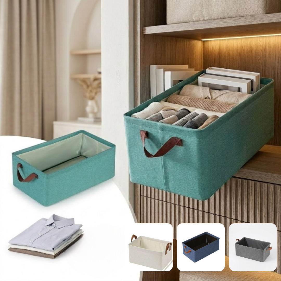 Boîte de rangement pliable avec poignées, grande capacité et design pratique (couleur aléatoire)