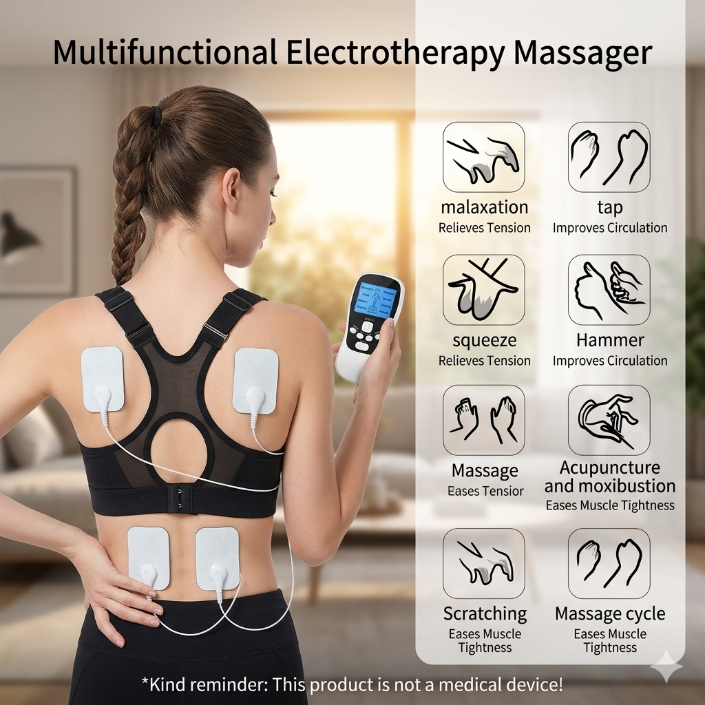 Appareil de massage par impulsion électrique pour dos et cou avec électrodes