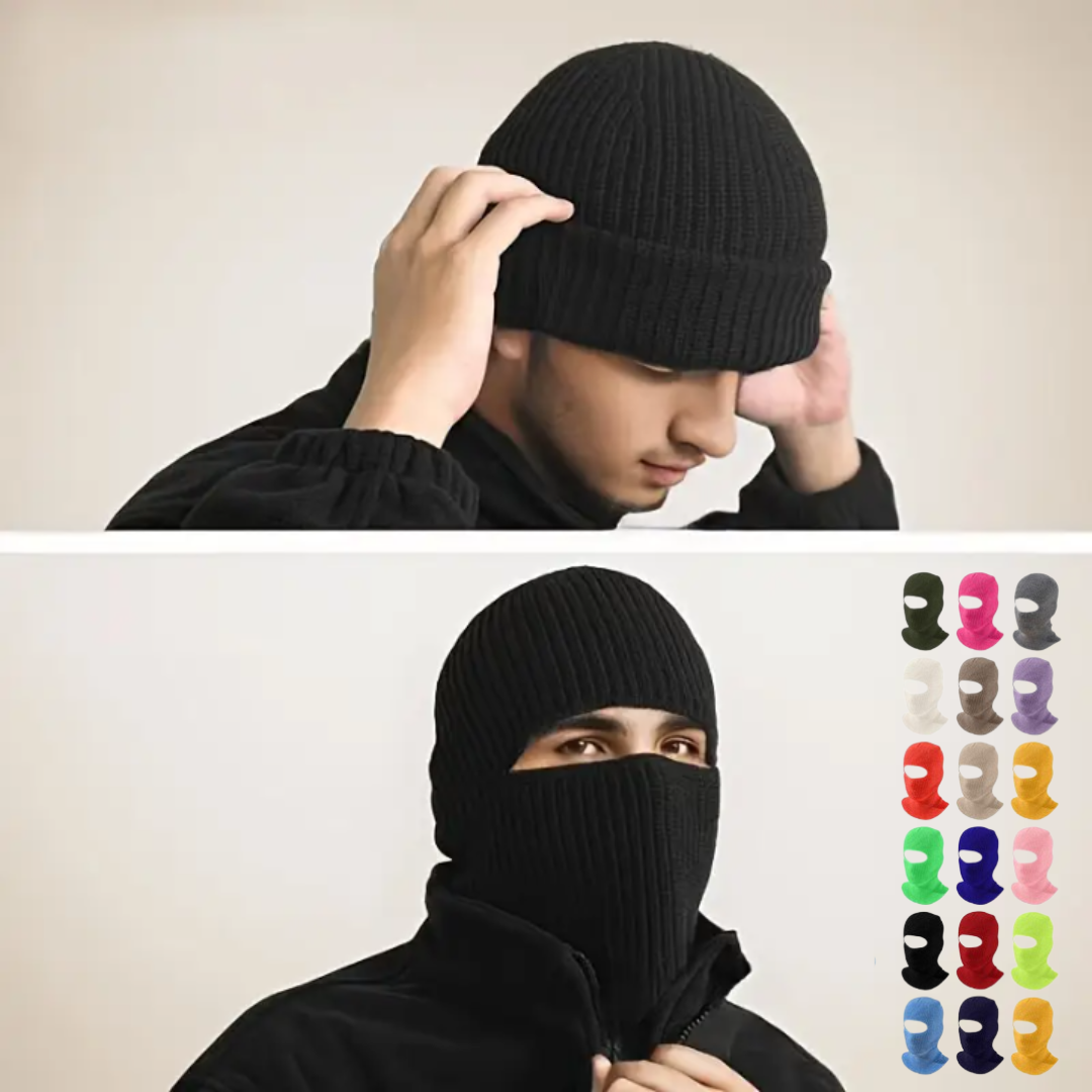 Cagoule d’hiver chaude tricotée main avec protection anti-froid (couleur aléatoire)