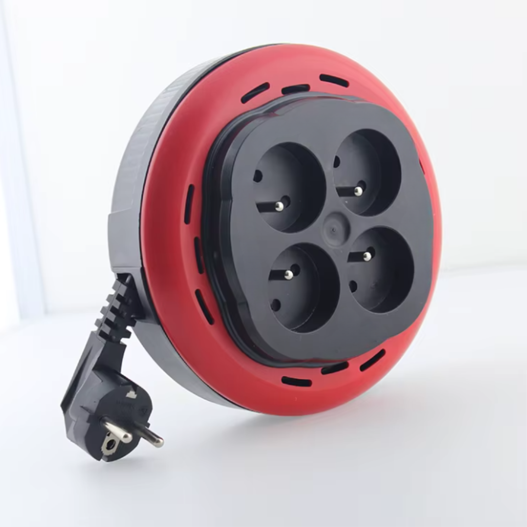 Multiprise Rallonge Enrouleur Domestique 4 Prises – Câble Rétractable pour Maison et Bureau