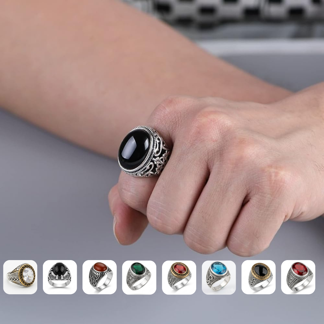 Bague Homme Réglable avec Agate – Chevalière Élégante et Confortable
