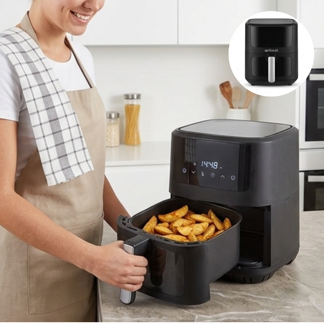 Air Fryer Sans Huile – Cuve en Acier Inoxydable, Fenêtre de Contrôle