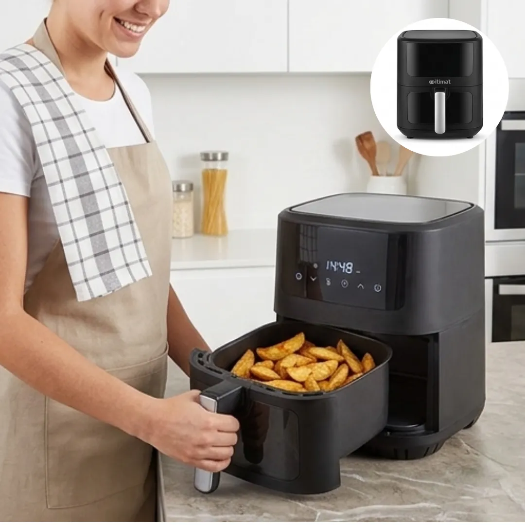 Air Fryer Sans Huile – Cuve en Acier Inoxydable, Fenêtre de Contrôle