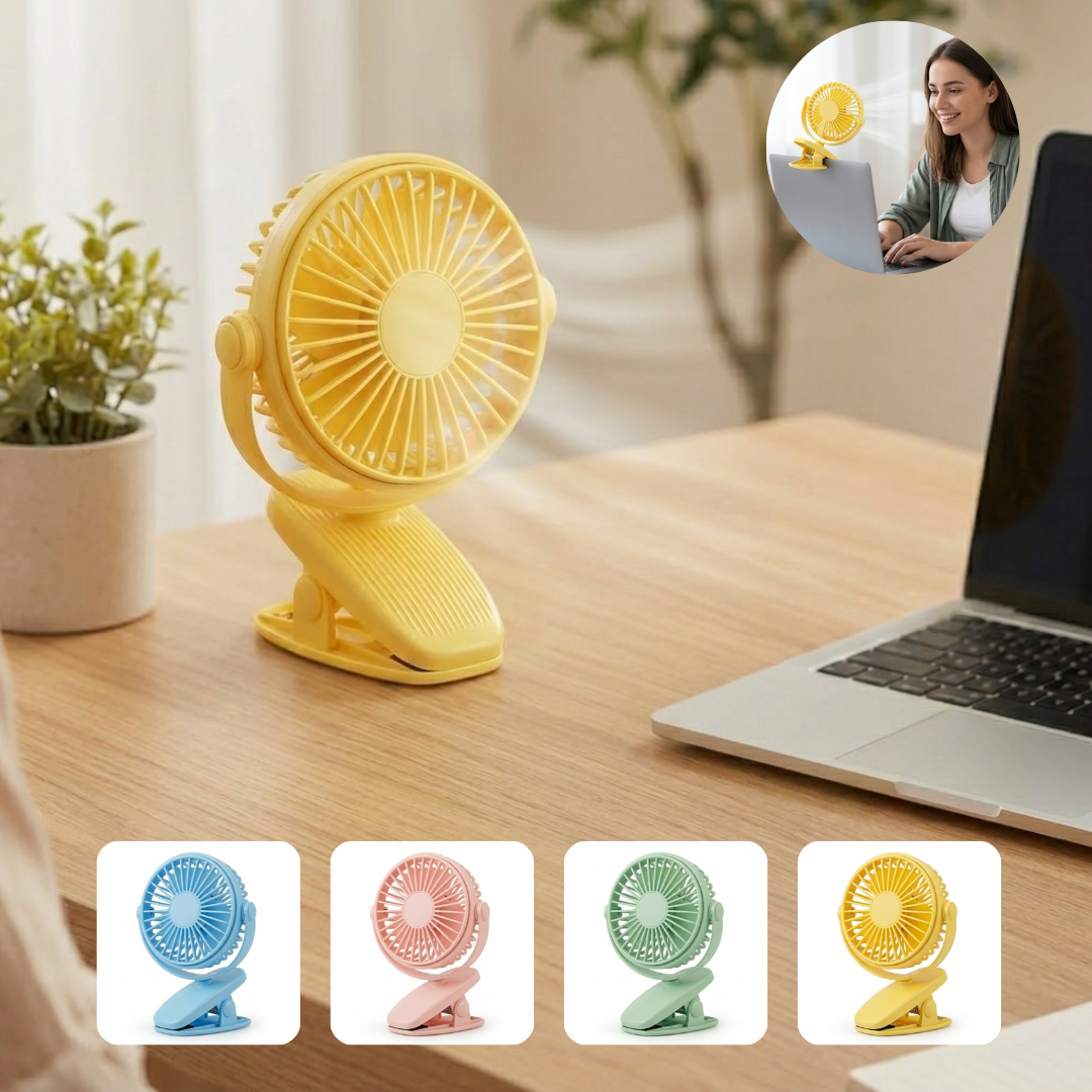 Ventilateur de Bureau Compact Rechargeable – Orientable et Facile à Transporter (couleur aléatoire)