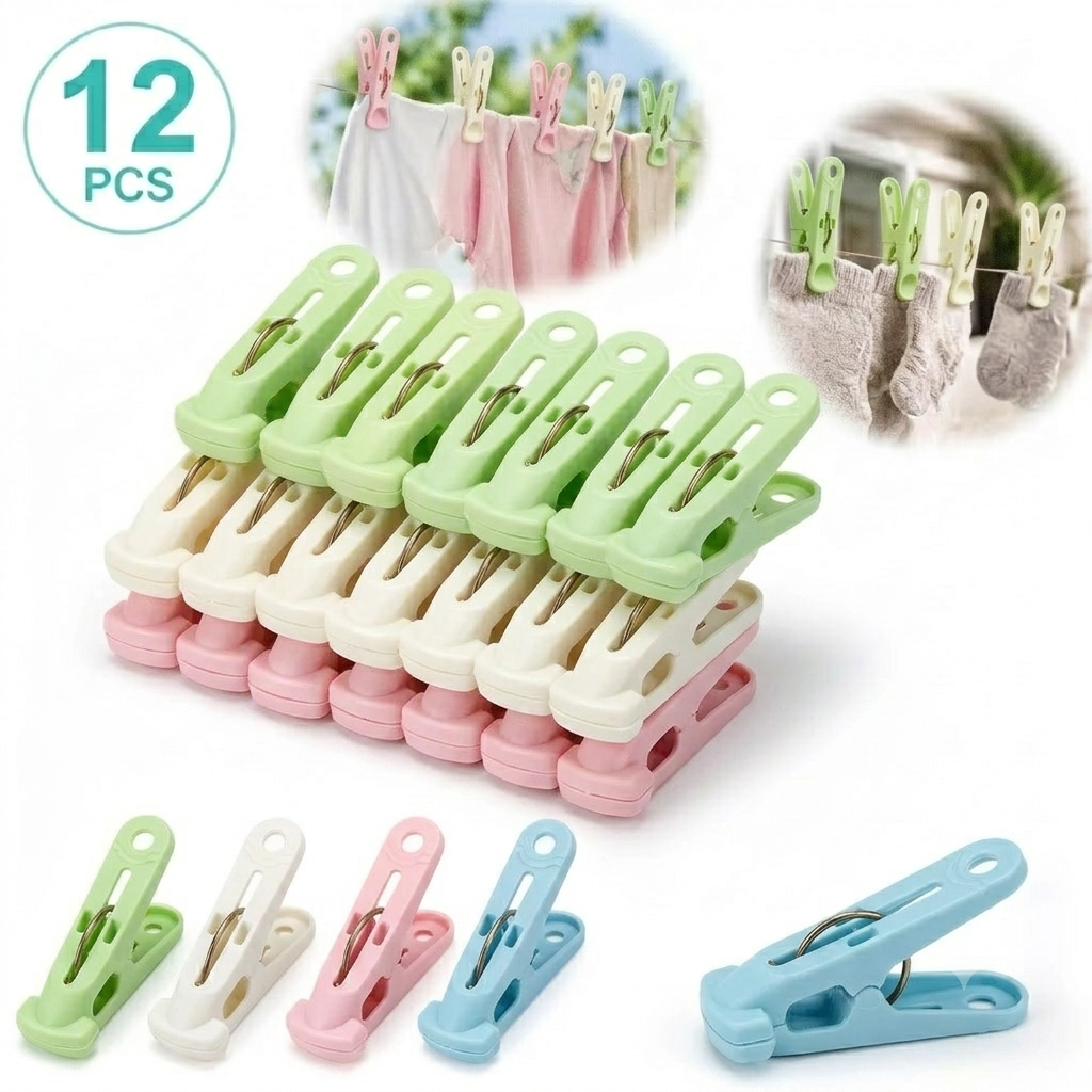 Lot de 12 Pinces à Linge en Plastique Colorées – Accessoires de Séchage Multicolores