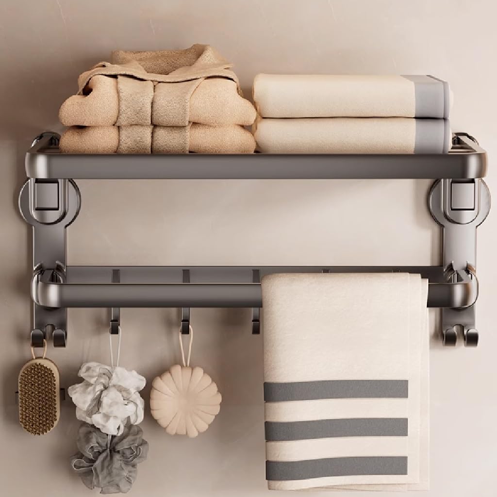 Porte-Serviettes à Ventouse – Étagère de Rangement pour Salle de Bain Sans Perçage