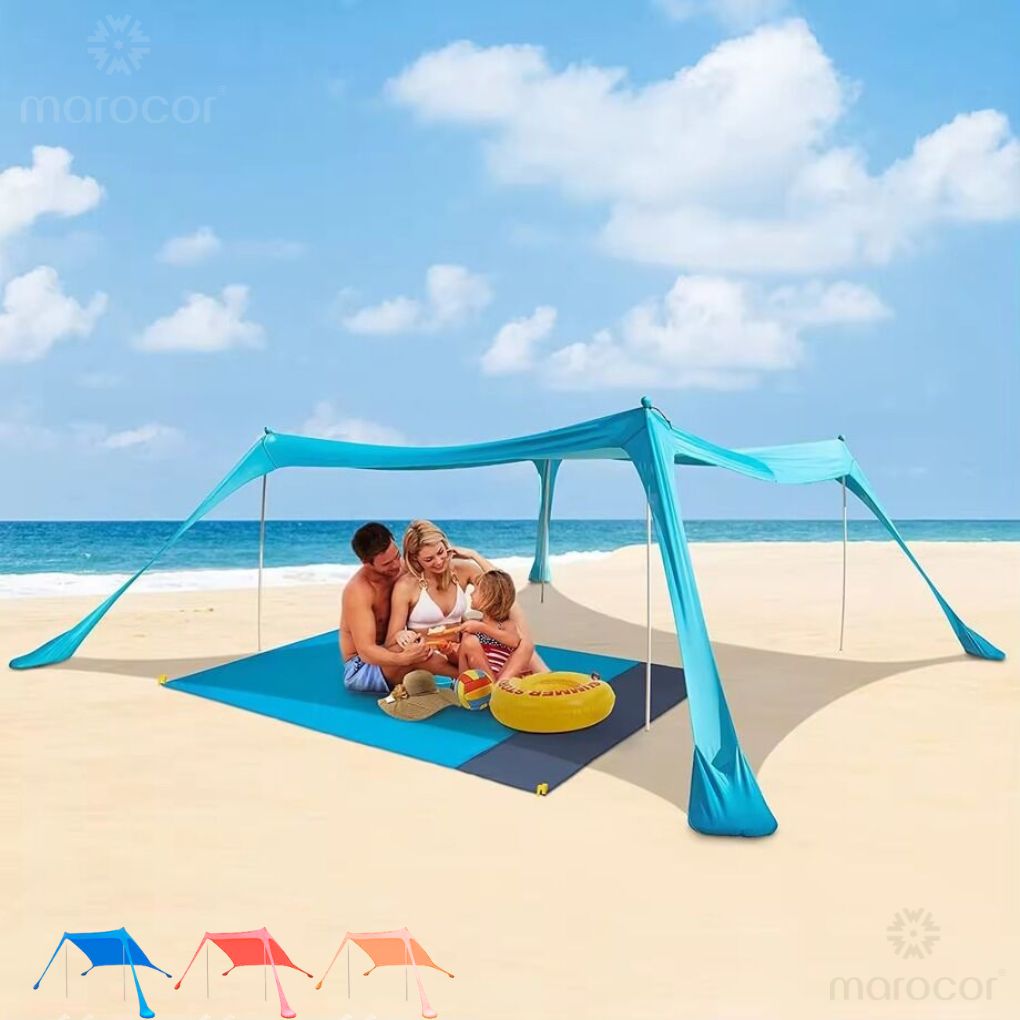 Baldaquin Abri de Plage Portable Anti-UV pour Famille - Montage Facile Tente