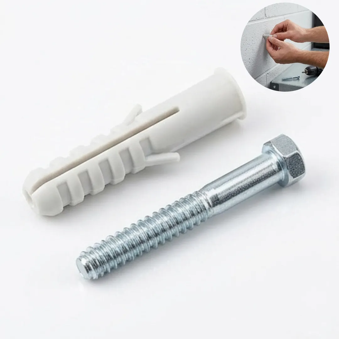 Lot de 10 Pièces – Vis Fisher en Plastique à Tête Hexagonale – Fixation Murale pour Éléments Lourds