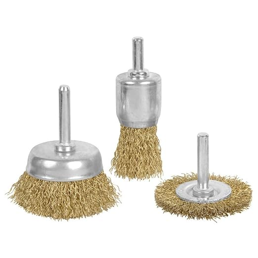 Set de 3 brosses métalliques en laiton pour perceuse – Nettoyage rouille et peinture