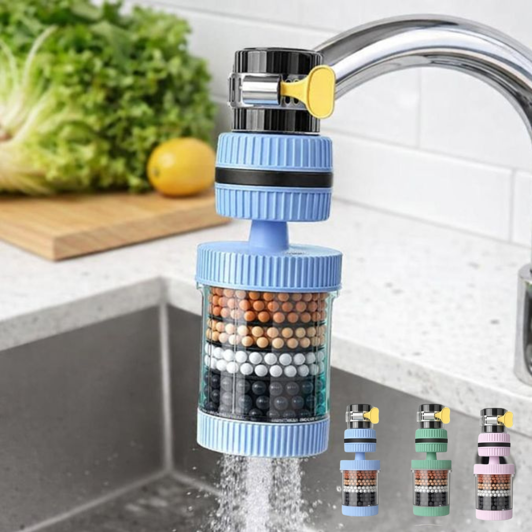 Filtre Purificateur d’Eau pour Robinet avec Billes Minérales et Collier en Inox (couleur aléatoire)
