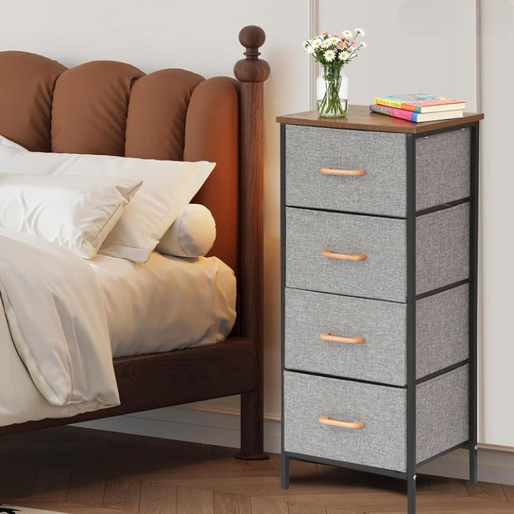 Meuble de rangement à 4 tiroirs en tissu pour chambre et salon