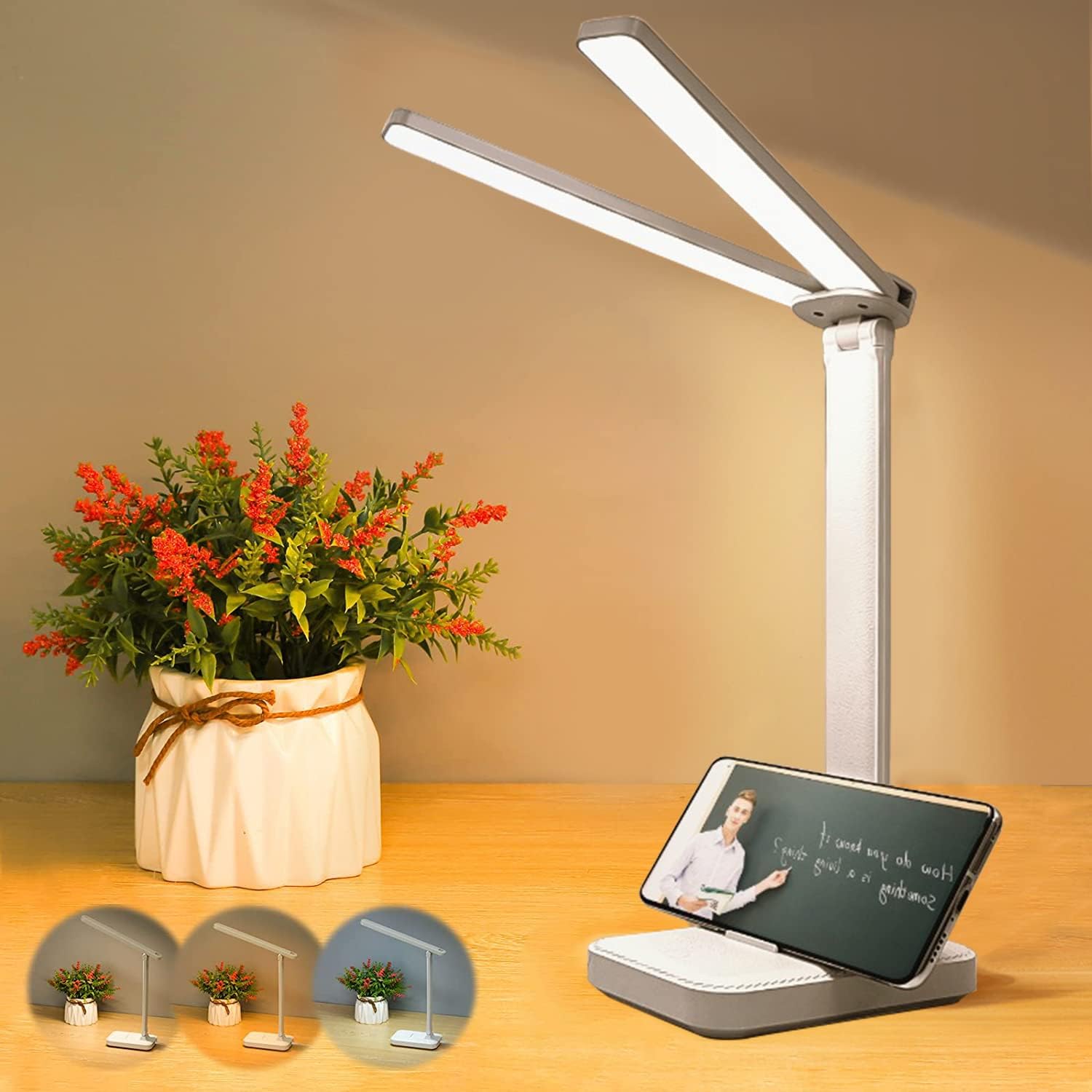 Lampe de bureau LED pliable à luminosité réglable