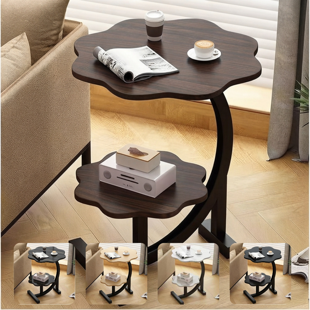 Table d’appoint à deux niveaux avec étagère pour salon et chambre (couleur désigne aléatoire)