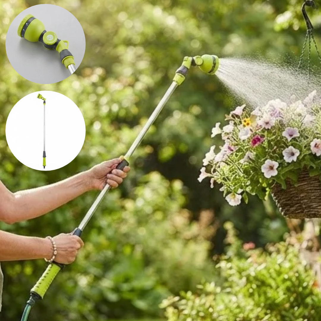 Lance d’arrosage extensible pour tuyau avec tête pivotante