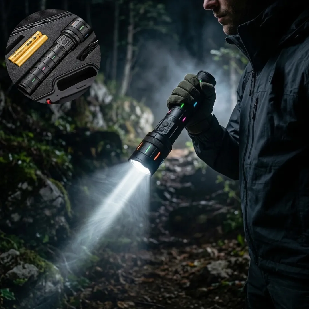 Lampe torche LED puissante rechargeable USB pour camping et randonnée