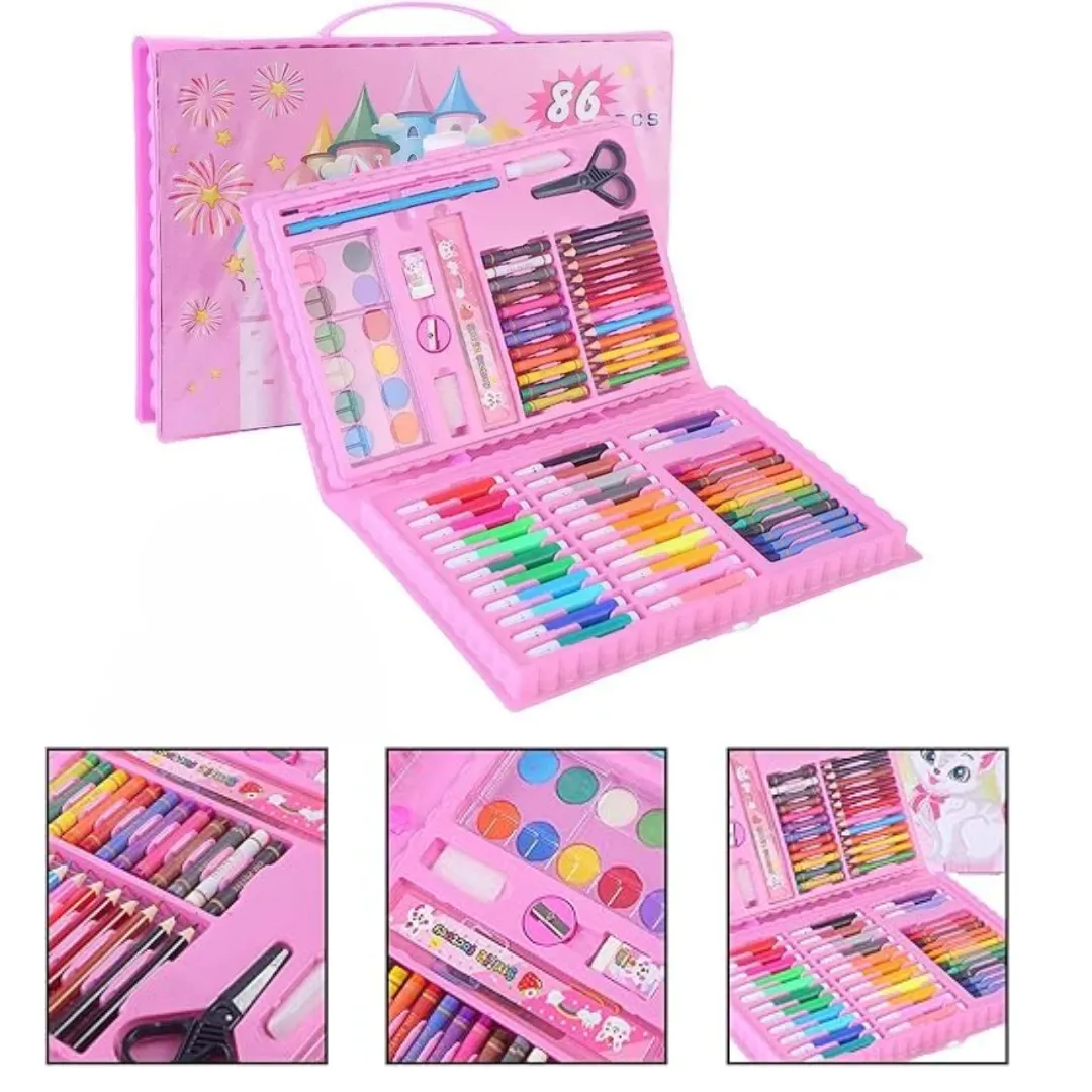 Coffret artistique créatif 86 pièces pour enfants et ados, avec crayons, couleurs et pastels 🎨