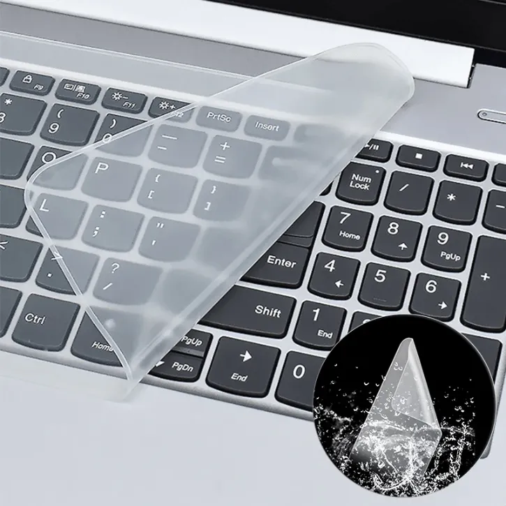 Protection de clavier en silicone transparente, résistante à l’eau et à la poussière pour ordinateur portable