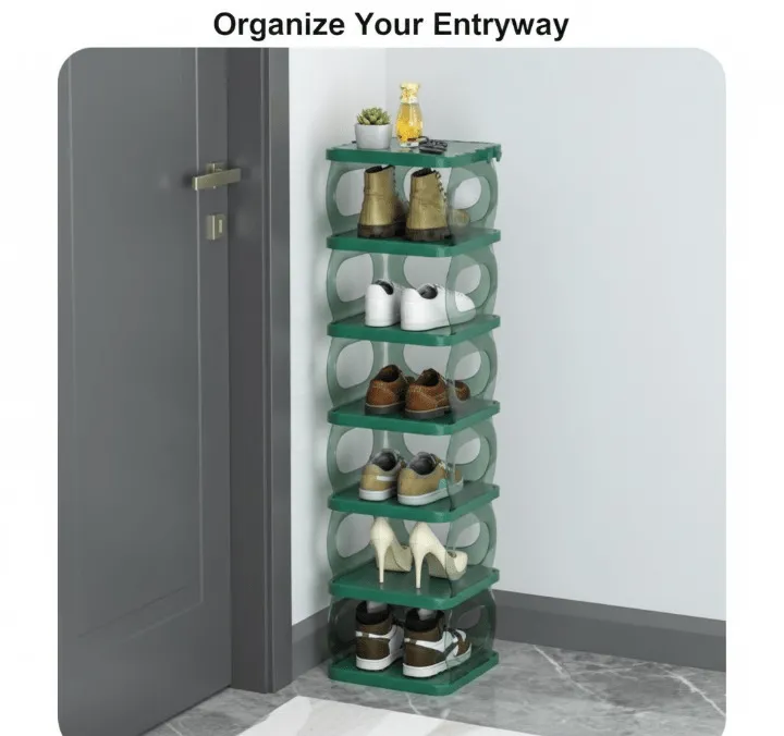Étagère à chaussures et accessoires à 7 niveaux, design compact et pratique