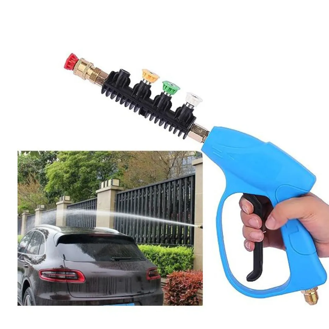 Lance de nettoyage haute pression avec raccord, idéale pour lavage auto.