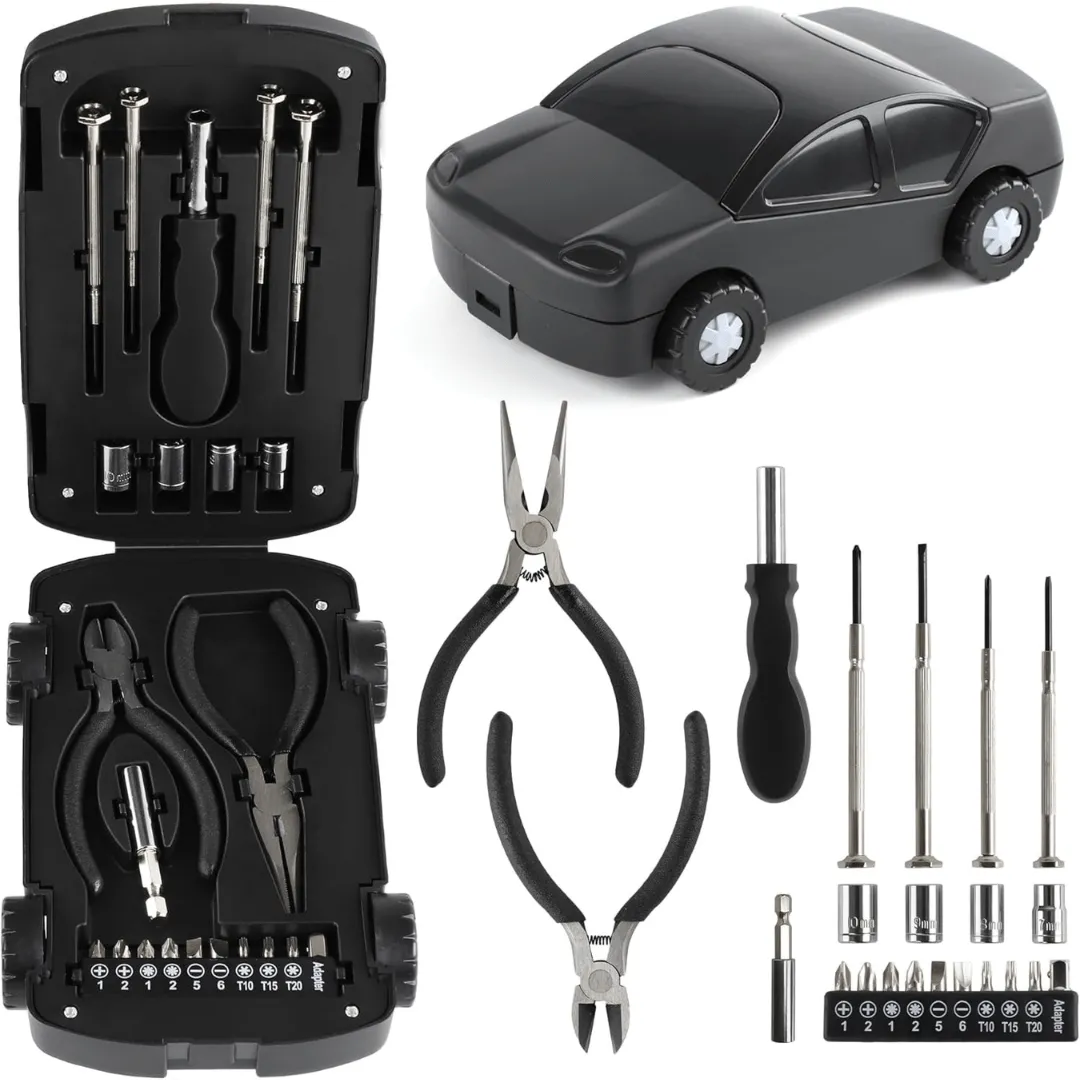 Kit outils 22 pièces multifonction pour maison et voiture, cadeau parfait pour hommes.