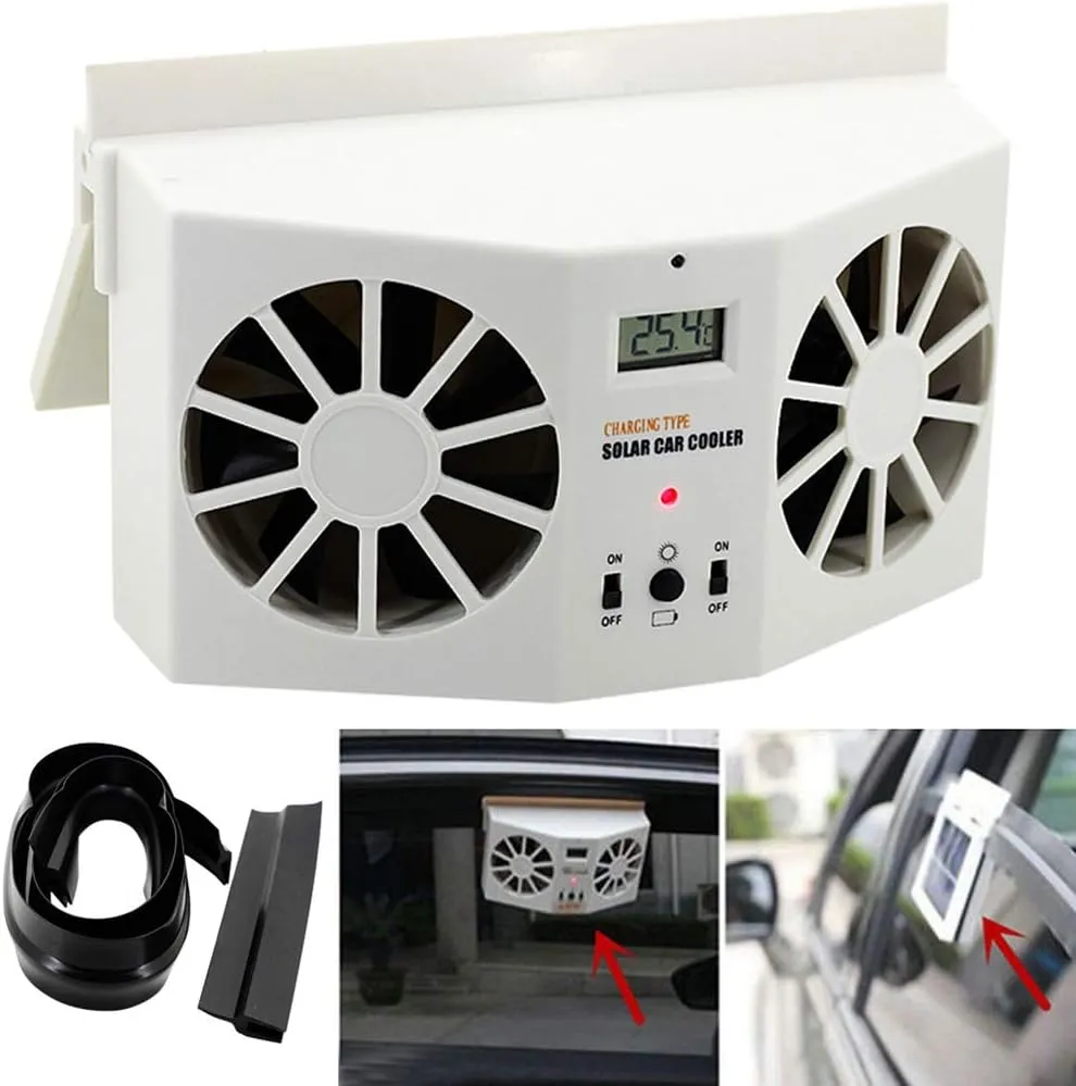 Climatiseur solaire auto 2W : ventilateur de refroidissement et système de ventilation pour radiateur avec affichage de la température