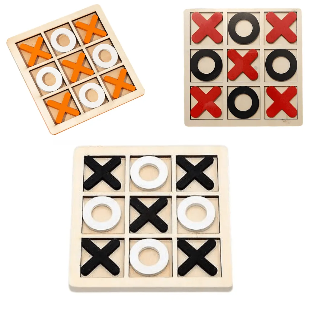 Jeu de puzzle en bois XOXO – Jouet éducatif de voyage pour enfants.