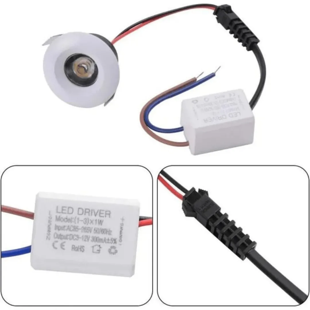 Mini spots LED 3 W encastrables, orientables, avec 3 couleurs d'éclairage.