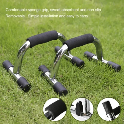 Barres de pompes en métal en forme de H, support d'entraînement pour la musculation et le fitness.