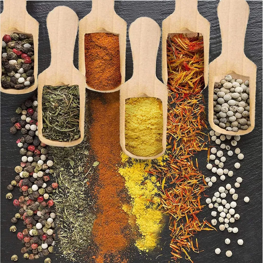 6 pièces cuillères en bois ensemble de cuillères à soupe de sel de sucre pour les outils de cuisine à la maison d'épices
