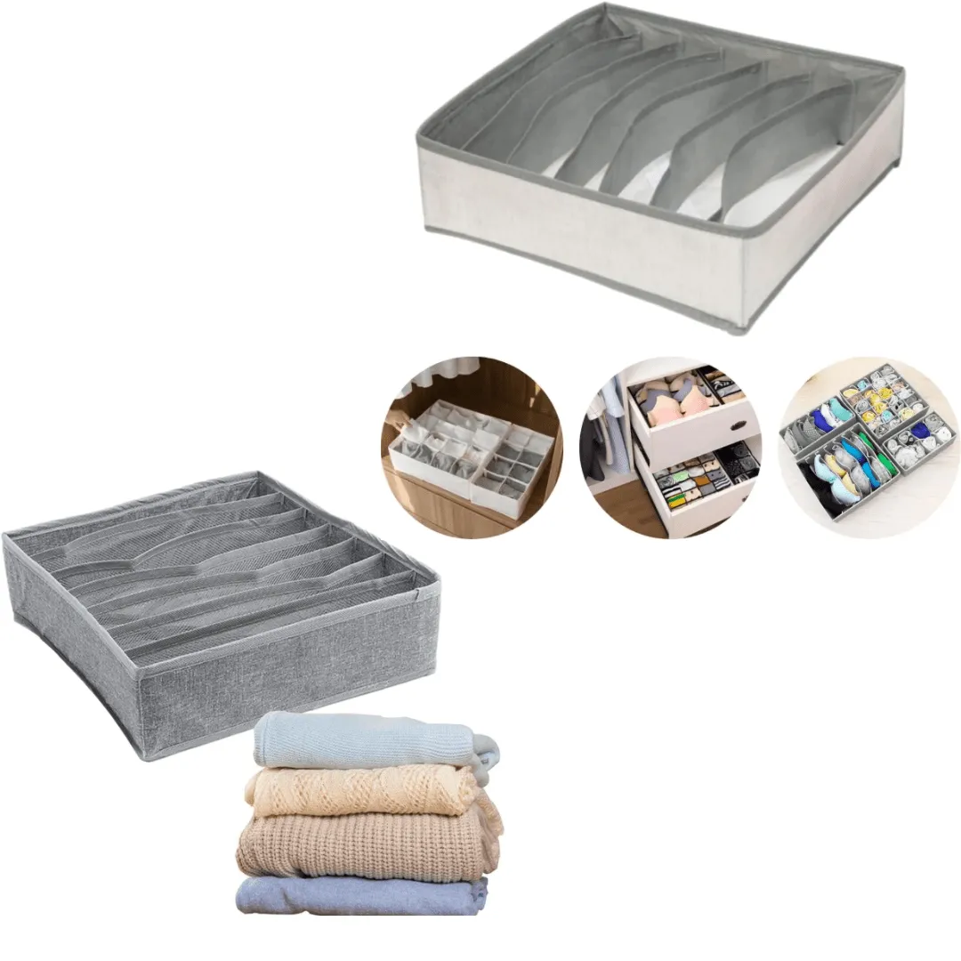 Boîte de rangement pliable en maille avec 7 compartiments, idéale pour organiser les vêtements dans les tiroirs et les commodes (colleur aléatoire)