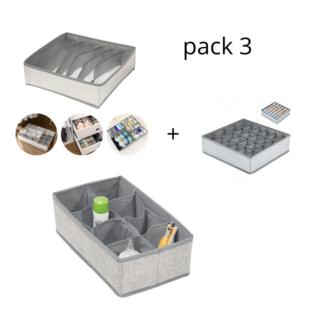Organisateur pratique pour chaussettes, lingerie et cravates, comprend 3 pièces